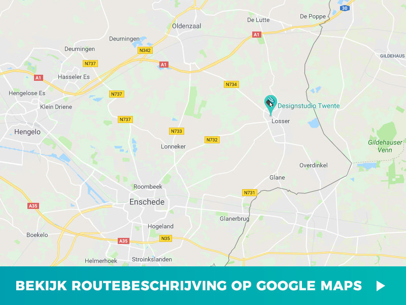 Route naar Losser, vlakbij Enschede, Oldenzaal, Hengelo en Almelo